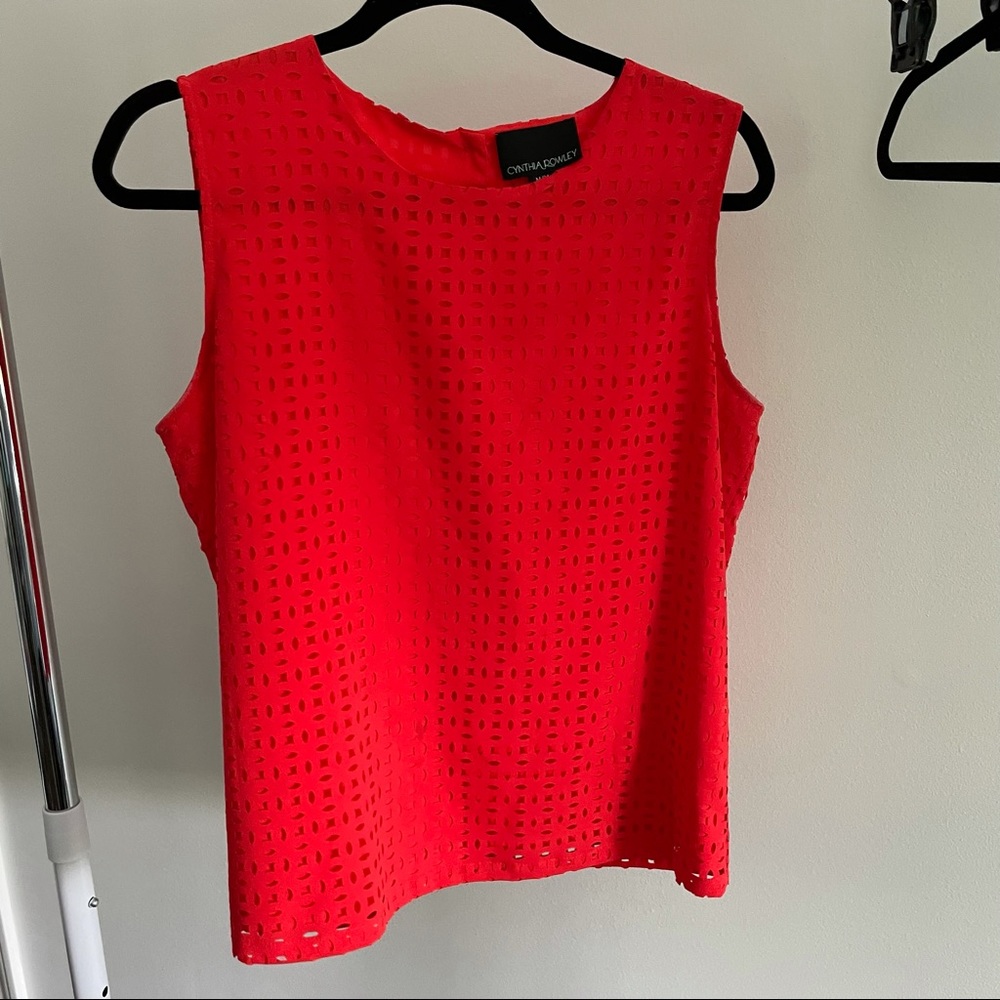 Cynthia Rowley Laser Cut Shell Top Orange
